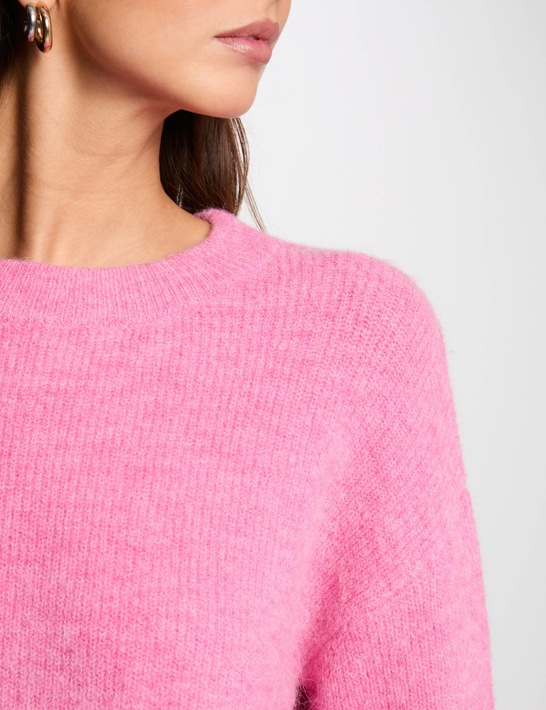 Jumper round neck long sleeves pink women