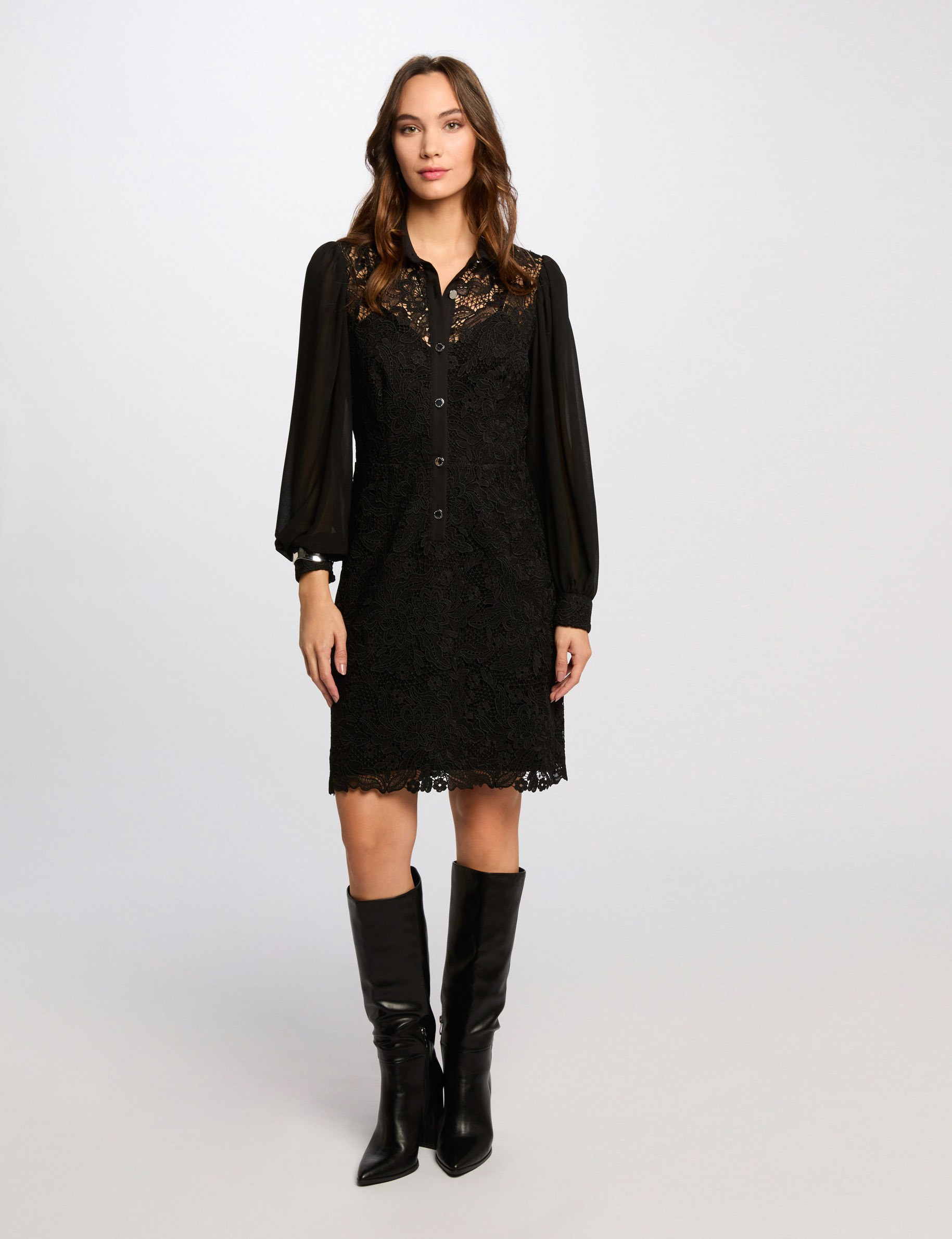 Straight mini lace dress black women