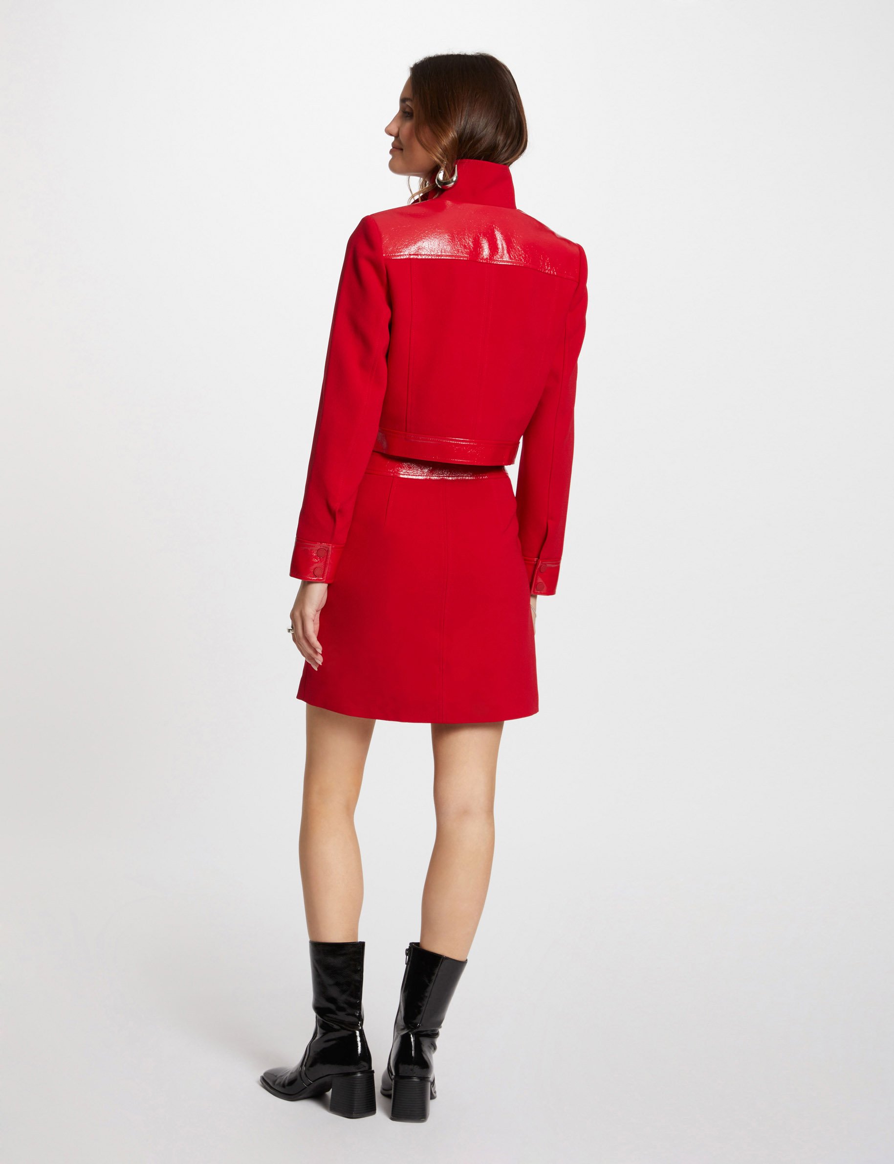 Jacket faux leather details medium red women