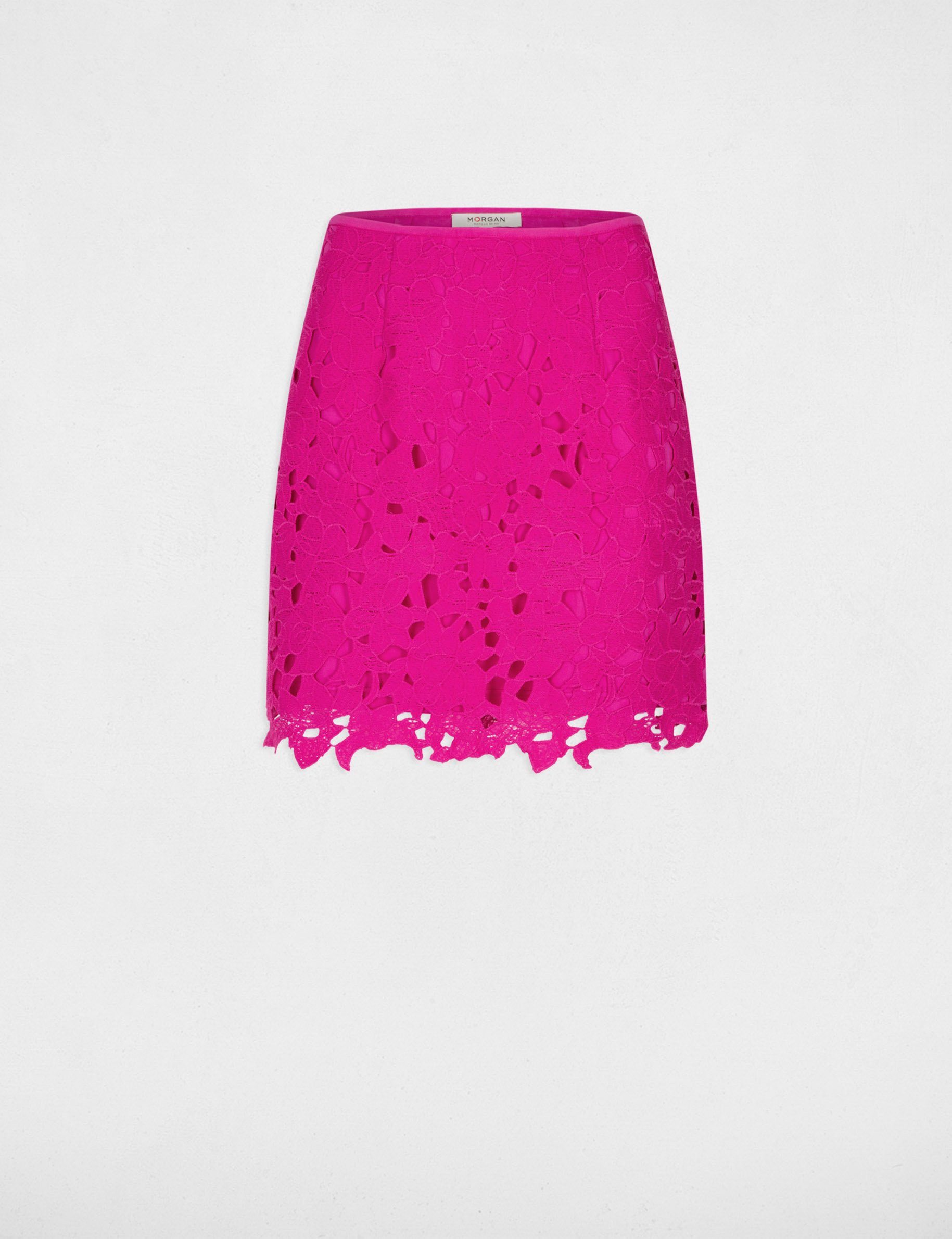 Fitted mini lace skirt dark pink ladies'
