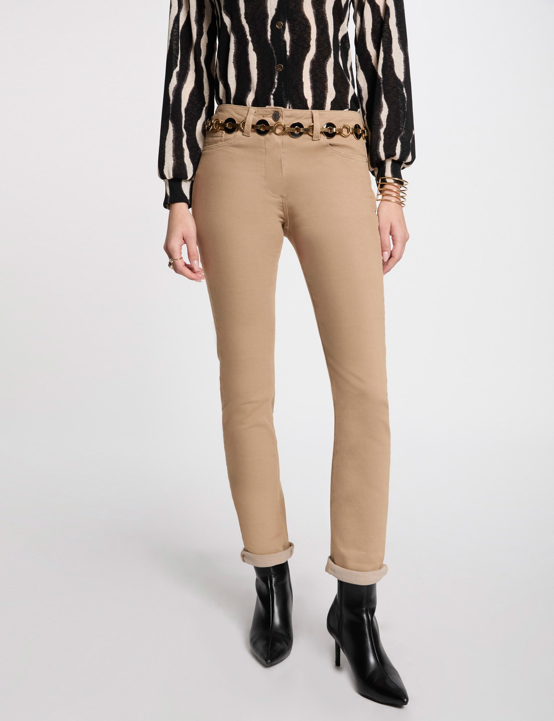 Straight trousers camel women