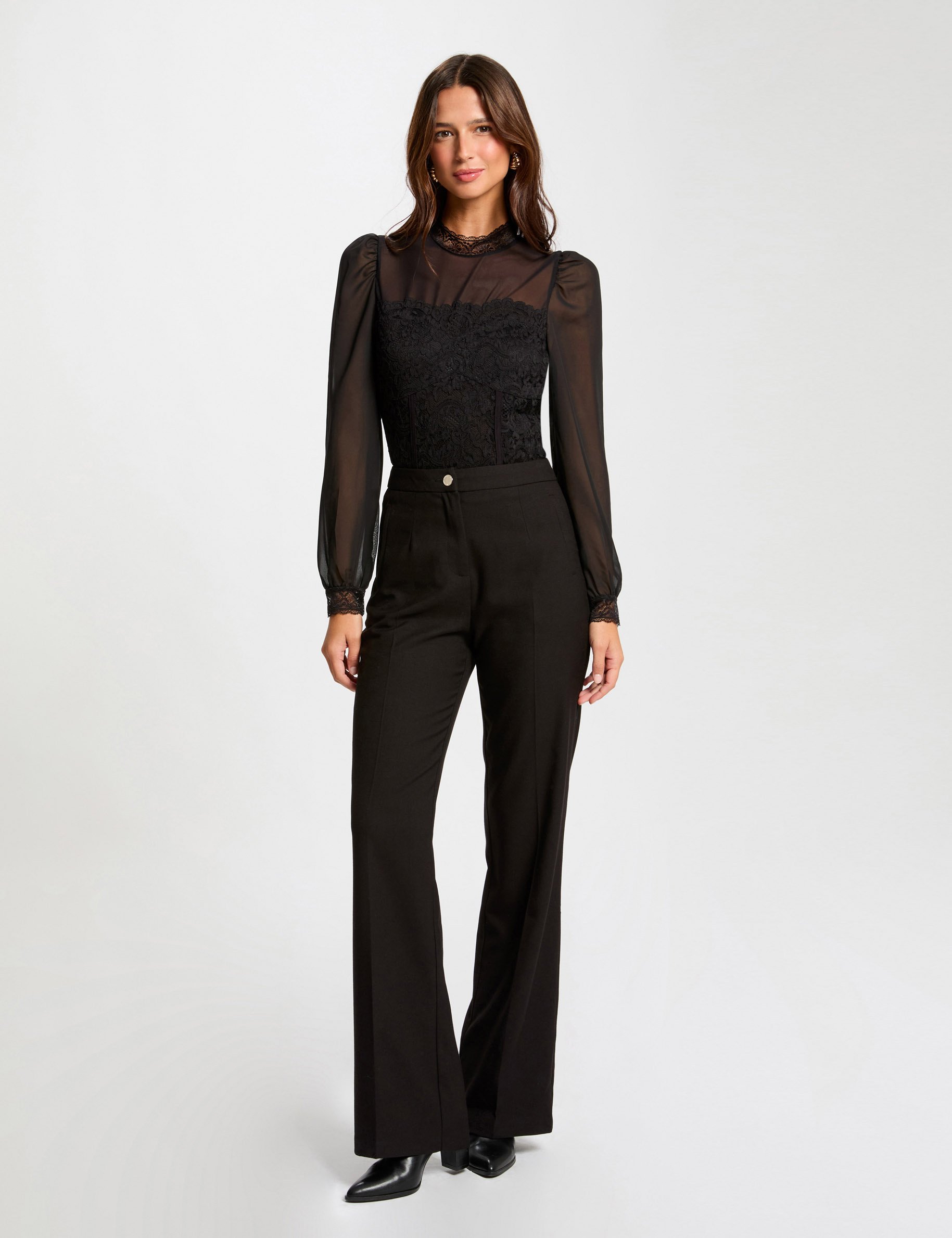 Flare trousers with darts black women