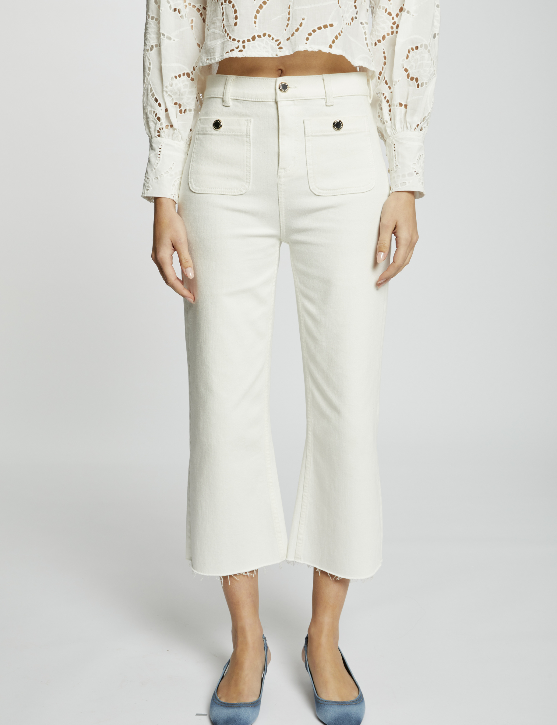 Cropped wide leg trousers ivory women