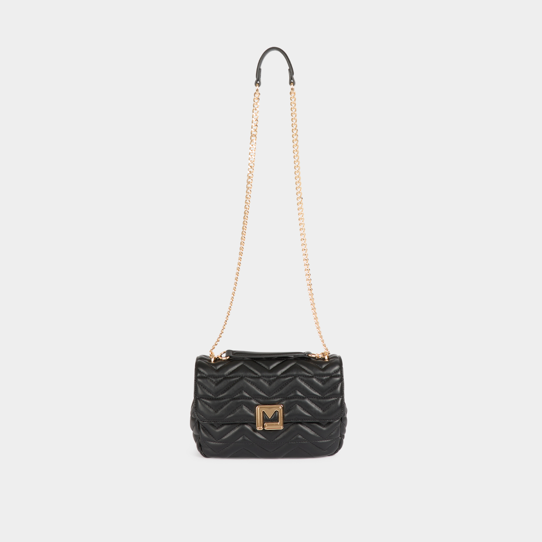 Quilted bag with M buckle black women