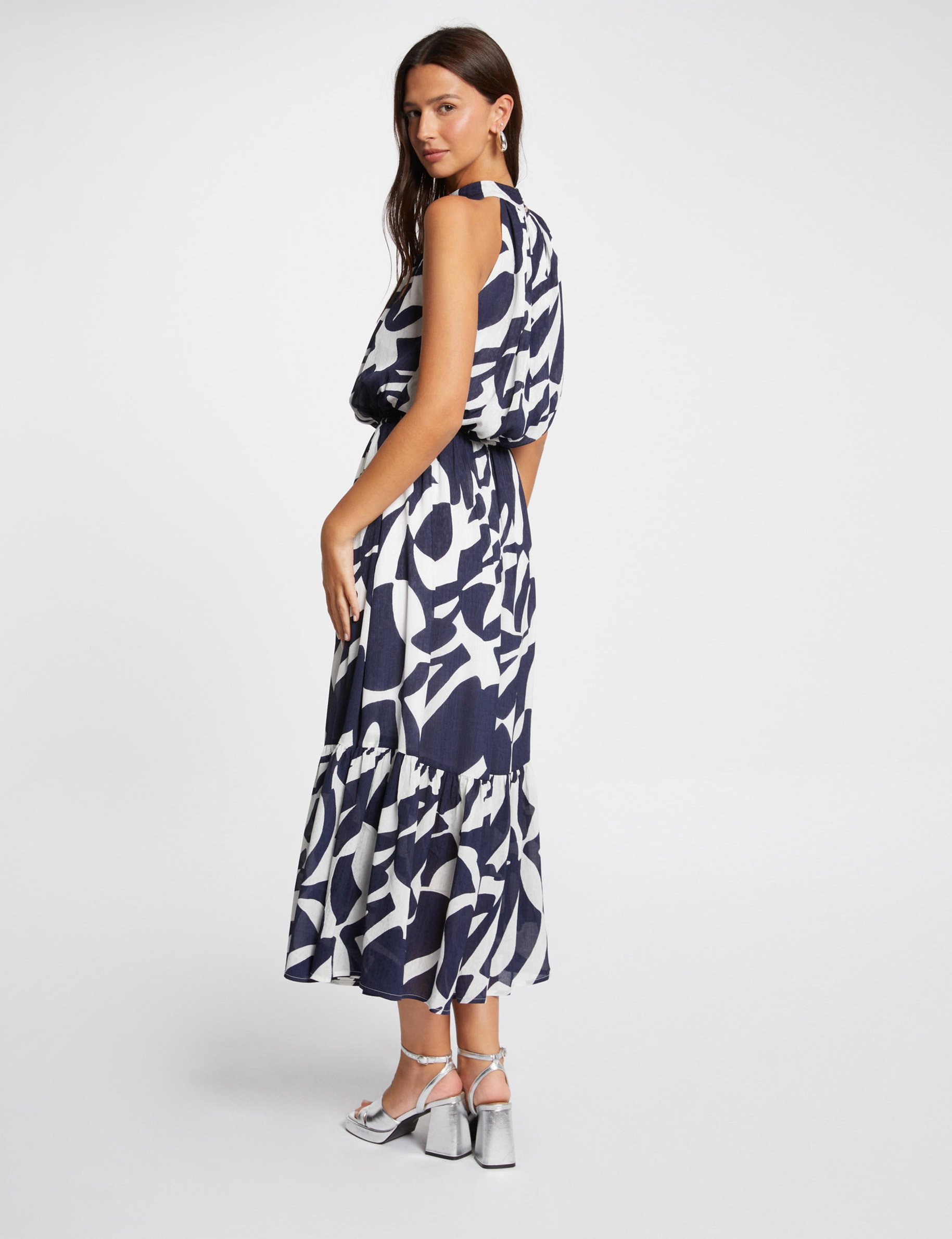 Printed maxi A-line dress multicolored women