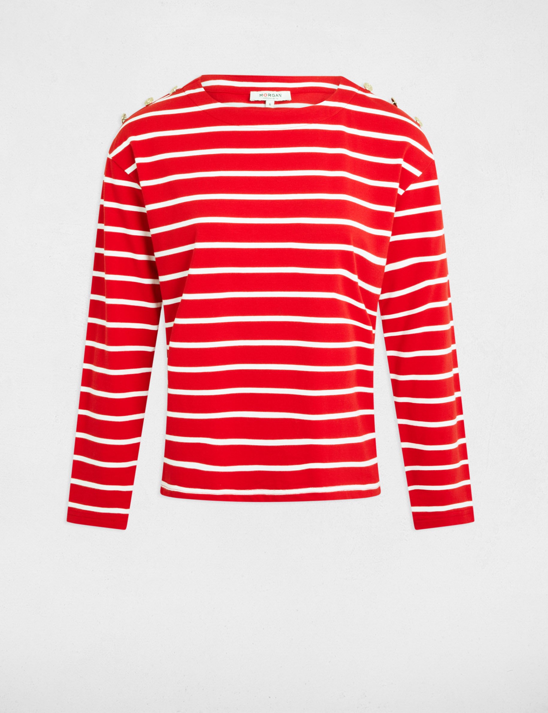 Striped long-sleeved t-shirt white women