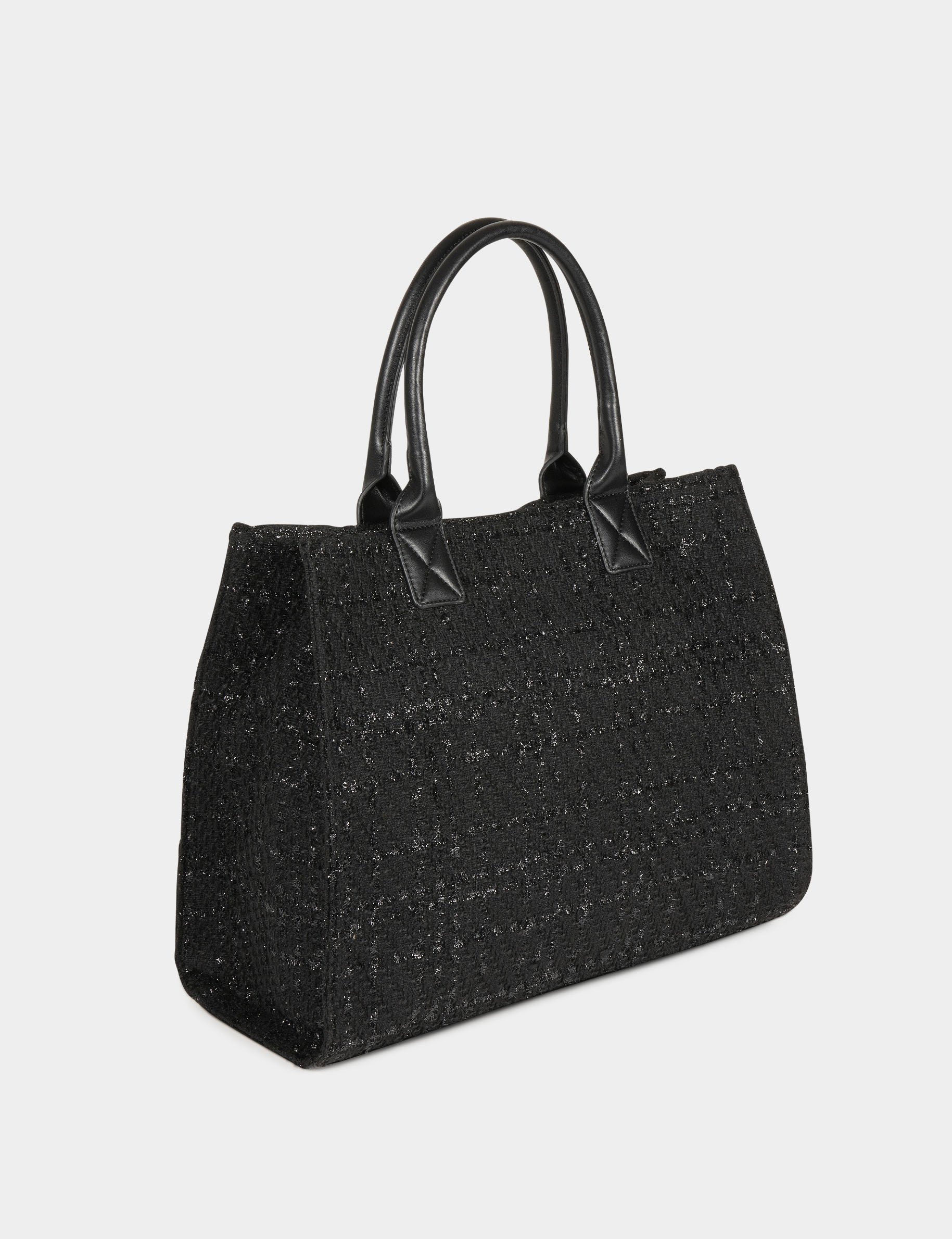 Sac cabas tweed noir femme