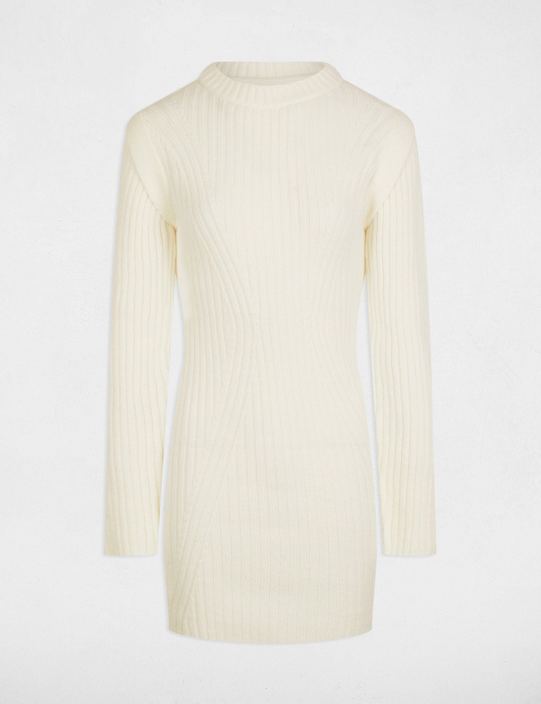 Fitted mini knitted dress ivory women