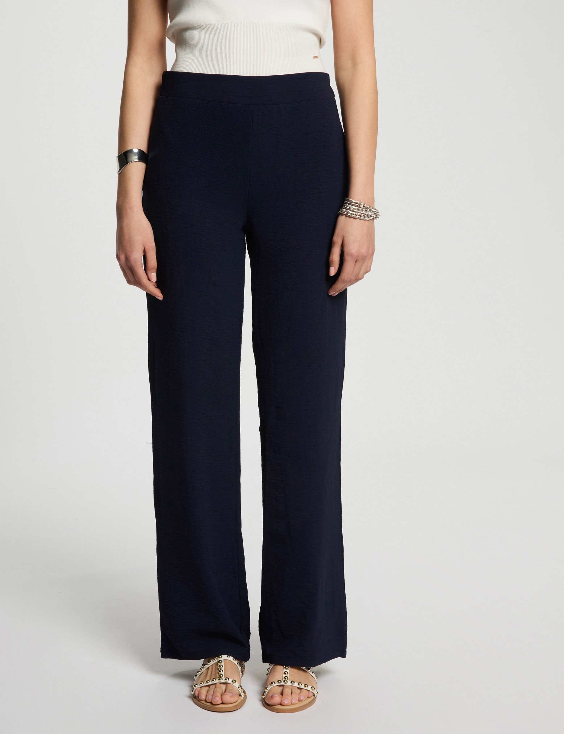 loose wide leg trousers navy blue women Loose wide leg trousers navy blue women