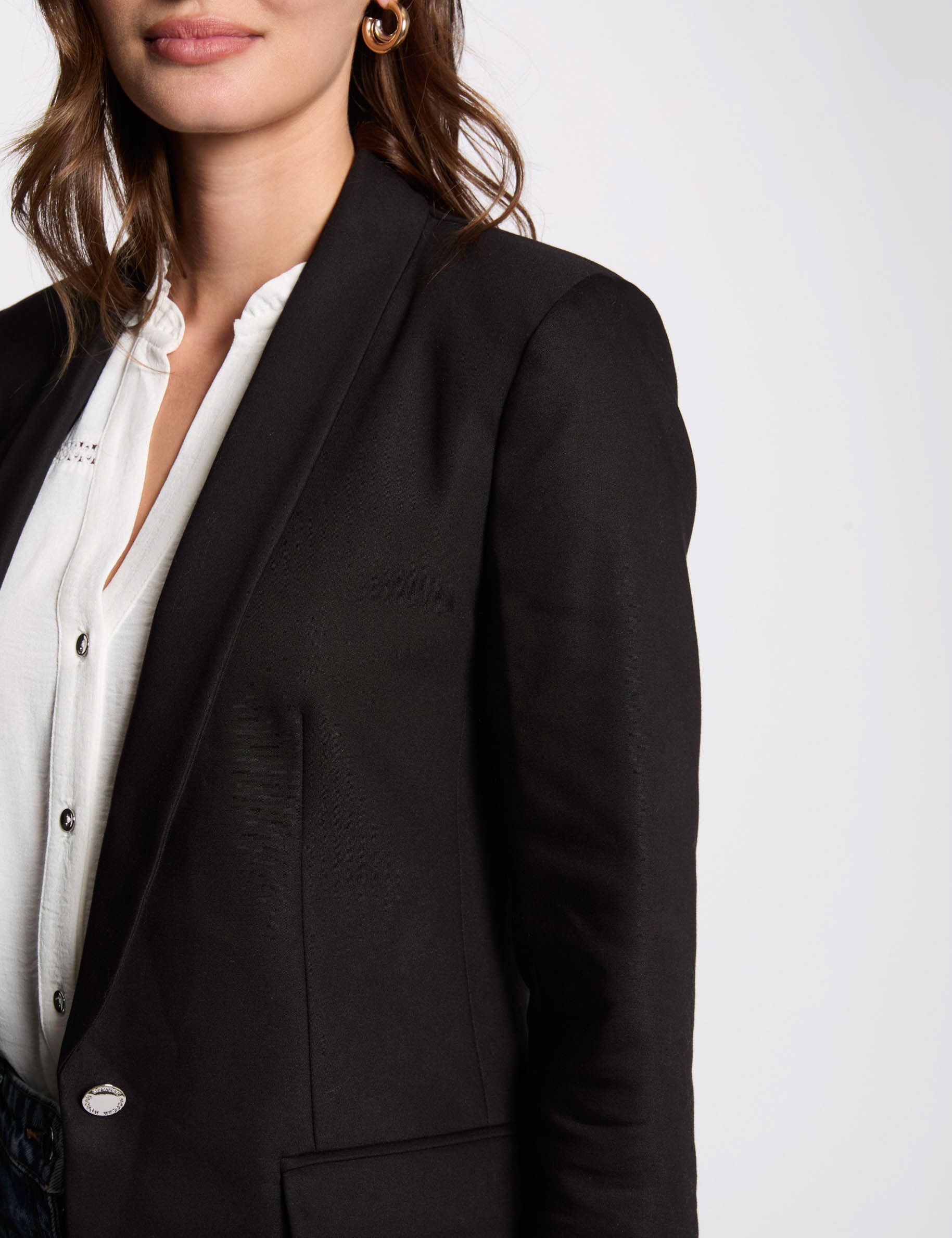 Short jacket shawl collar black women