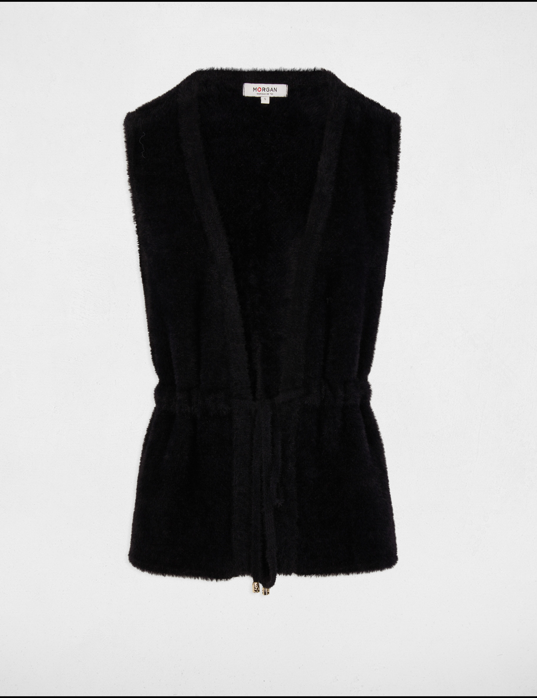 Mid-length sleeveless cardigan black women