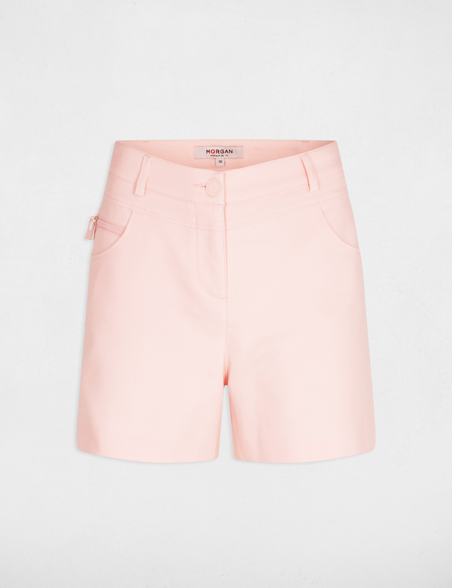 Short ajusté taille haute rose pale femme