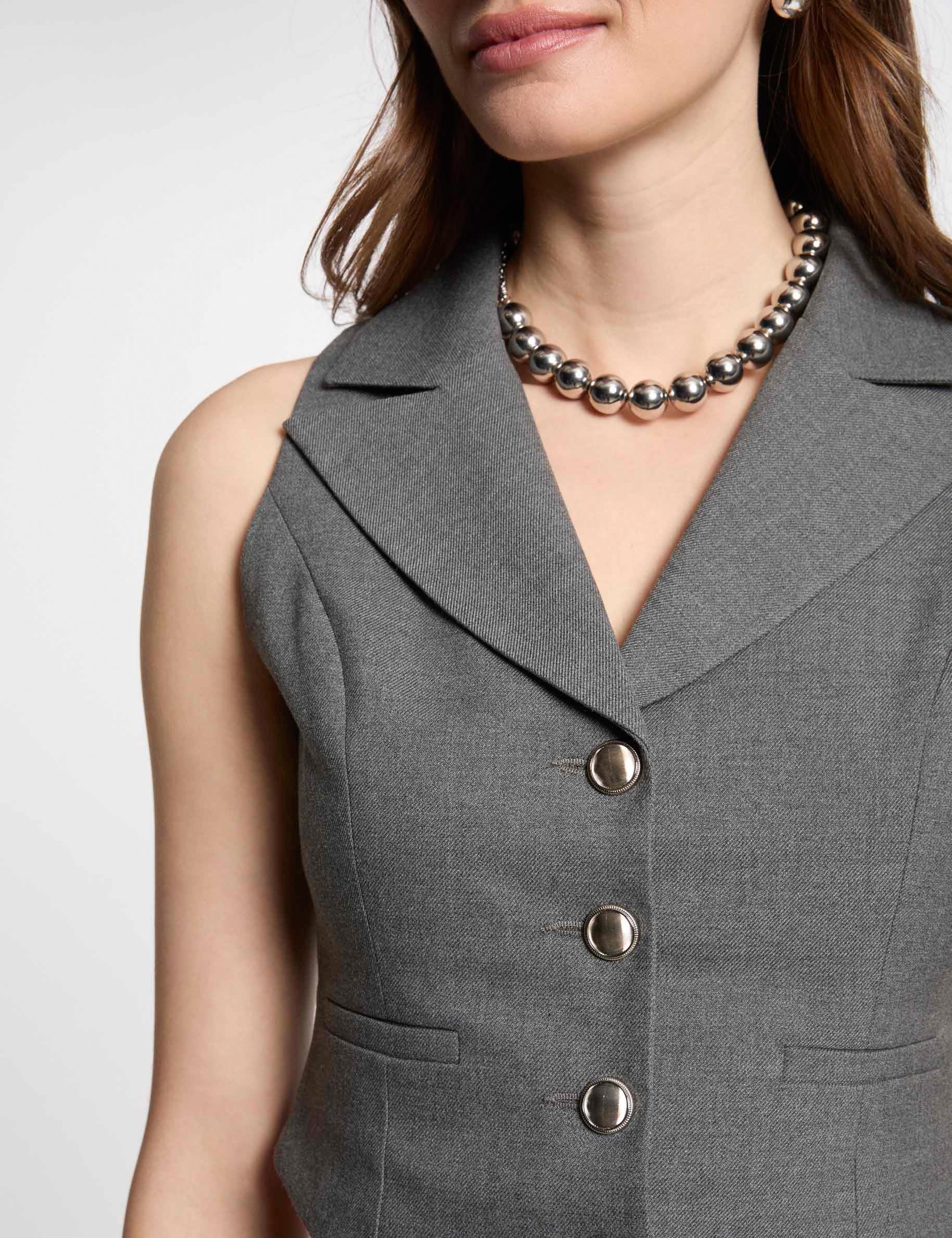 Sleeveless fitted cardigan light grey women