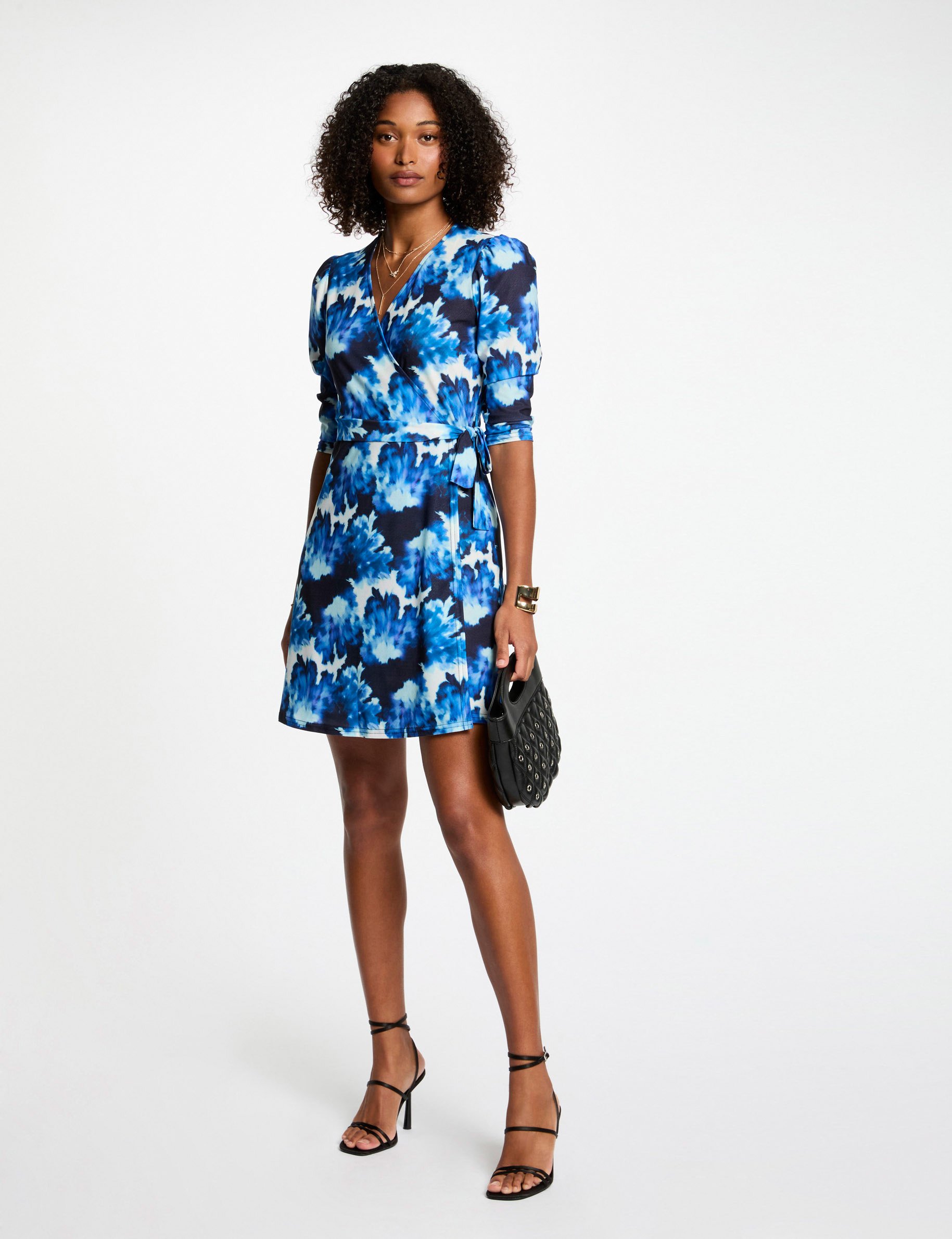 Printed fitted mini dress multicolor women