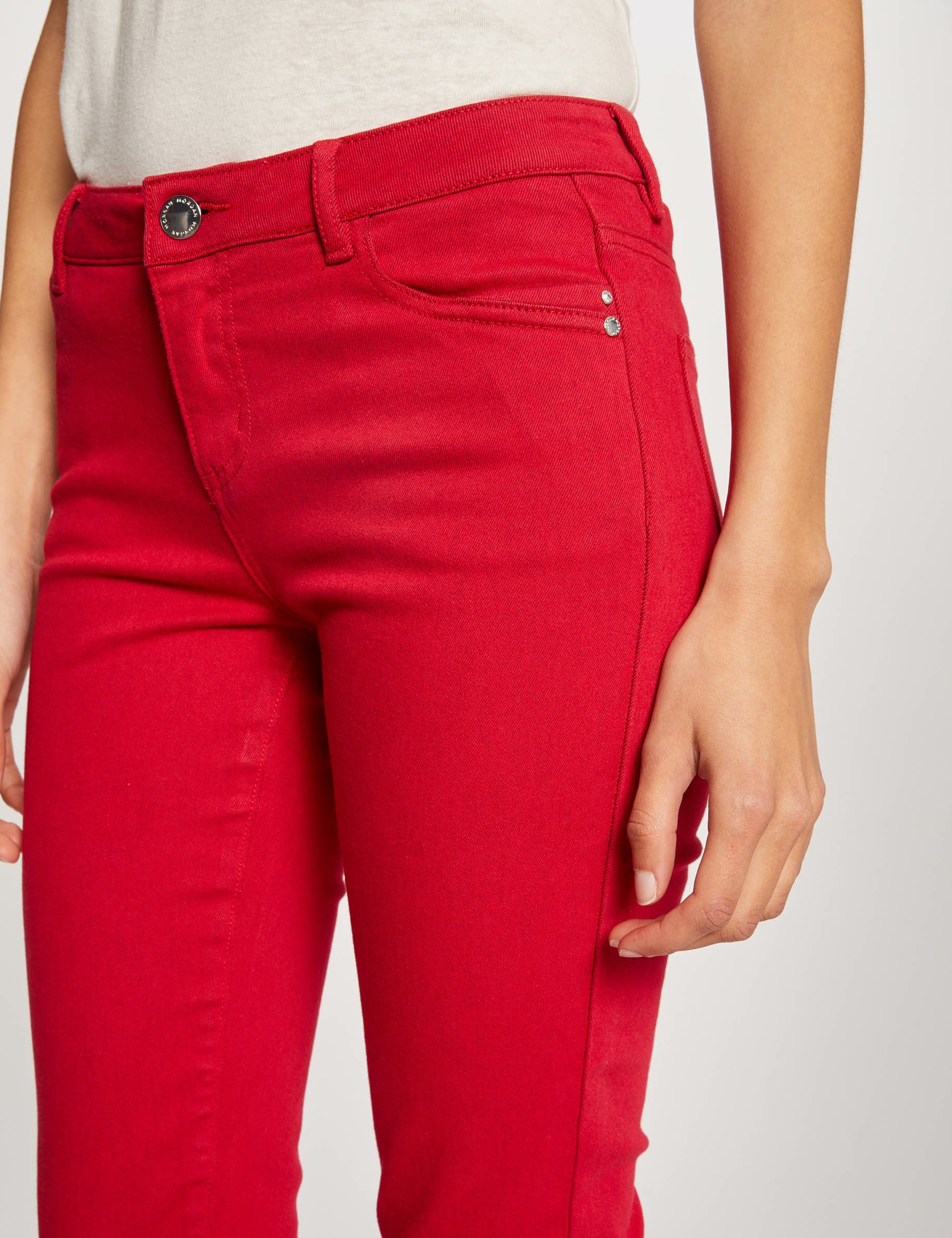 Low waist skinny trousers red women