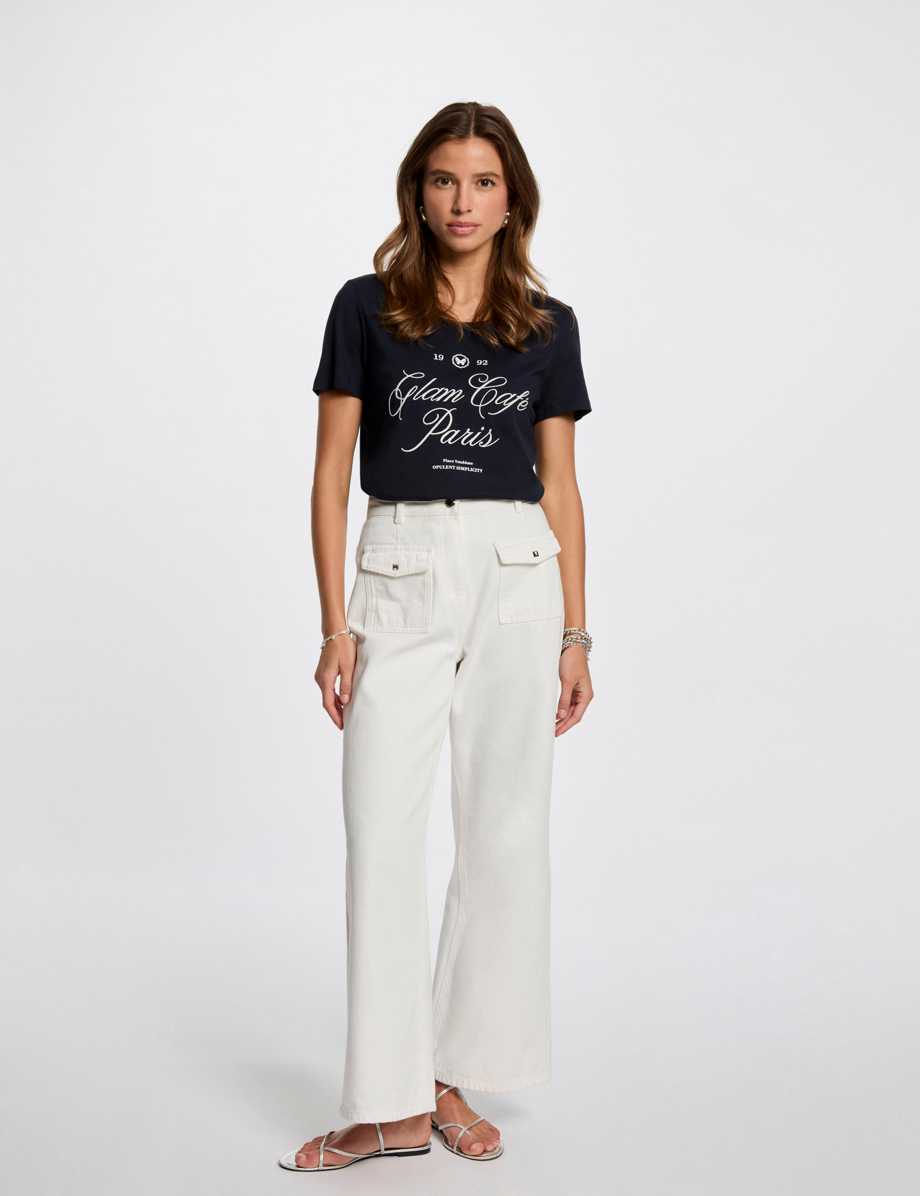t shirt with message navy blue women T-shirt with message navy blue women